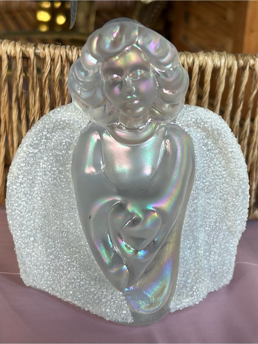 Vintage Fenton Iridescent Carnival Glass Angel
